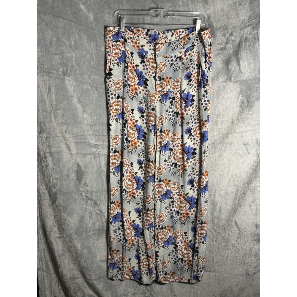 Soft Surroundings Floral chino blossom ankle Wide Leg Pants Boho Women's L